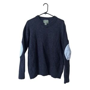 Woolrich Mens Sweater XL Wool Elbow Patches Grandpa Preppy Pullover Crew Neck‎
